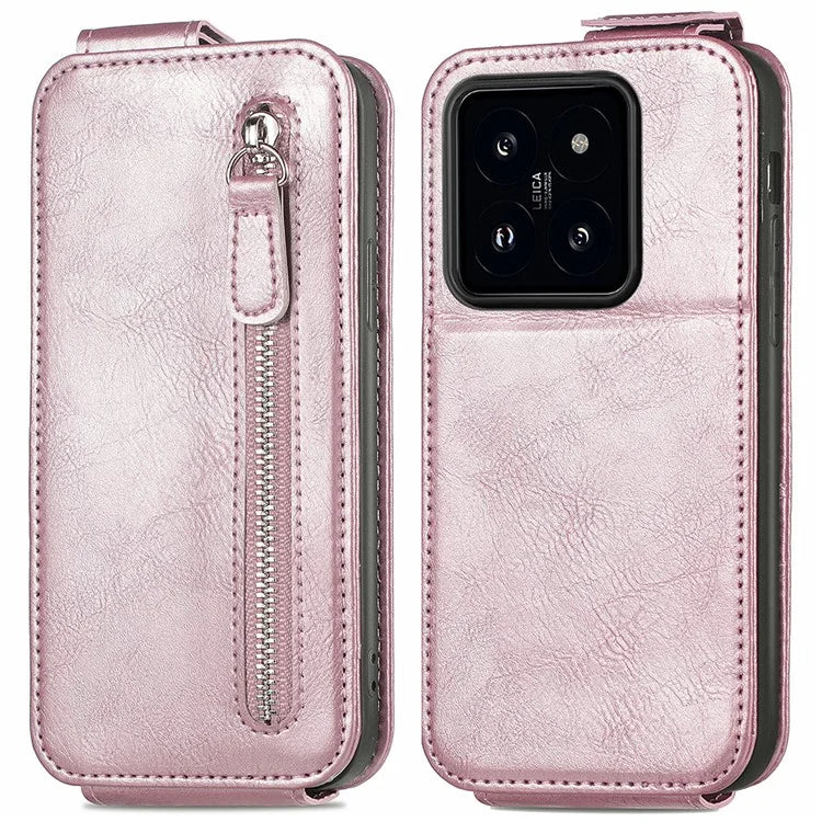 For Xiaomi 14T Pro Case Zipper Wallet Phone Leather Cover Vertical Flip Closing