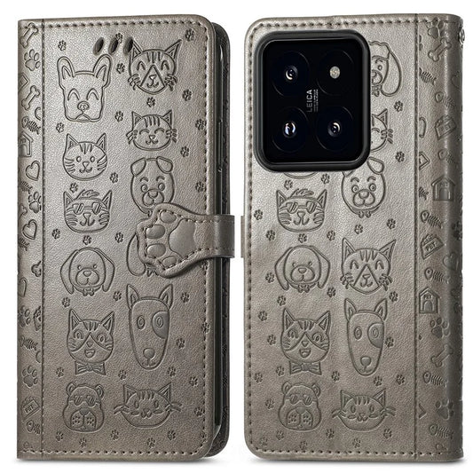 For Xiaomi 14T Pro Case Leather Wallet Flip Phone Cover Cute Cat Dog Pattern