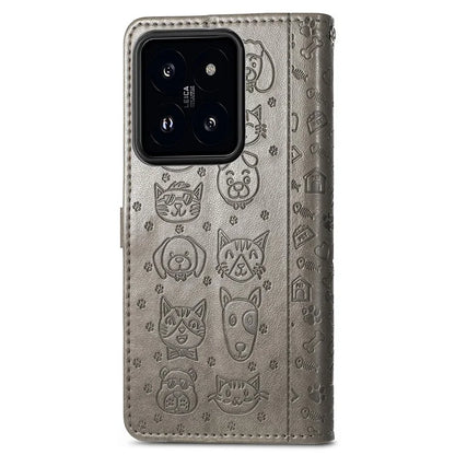 For Xiaomi 14T Pro Case Leather Wallet Flip Phone Cover Cute Cat Dog Pattern