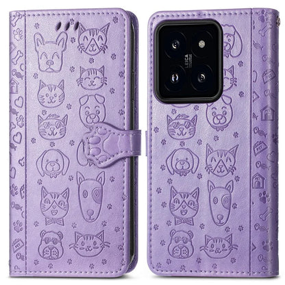 For Xiaomi 14T Pro Case Leather Wallet Flip Phone Cover Cute Cat Dog Pattern
