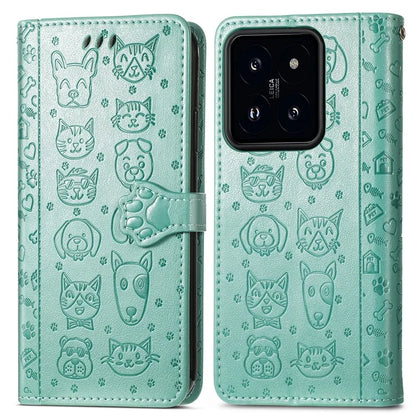 For Xiaomi 14T Pro Case Leather Wallet Flip Phone Cover Cute Cat Dog Pattern