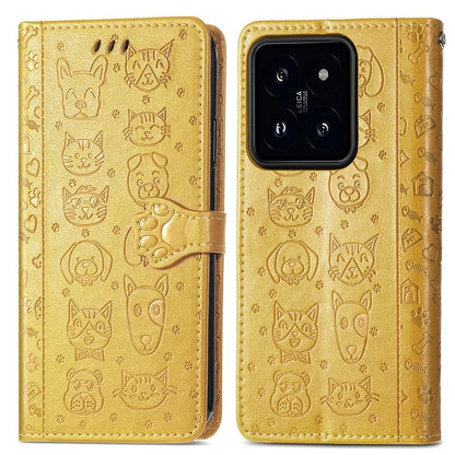 For Xiaomi 14T Pro Case Leather Wallet Flip Phone Cover Cute Cat Dog Pattern
