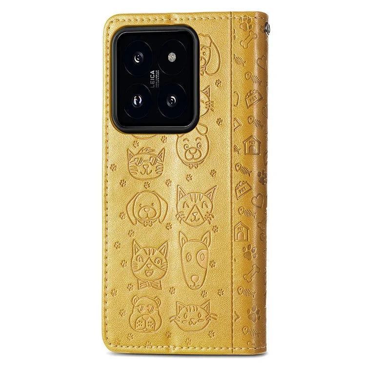 For Xiaomi 14T Pro Case Leather Wallet Flip Phone Cover Cute Cat Dog Pattern