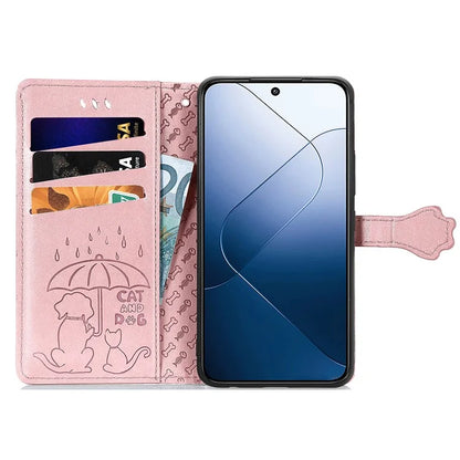 For Xiaomi 14T Pro Case Leather Wallet Flip Phone Cover Cute Cat Dog Pattern