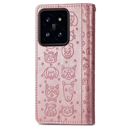 For Xiaomi 14T Pro Case Leather Wallet Flip Phone Cover Cute Cat Dog Pattern