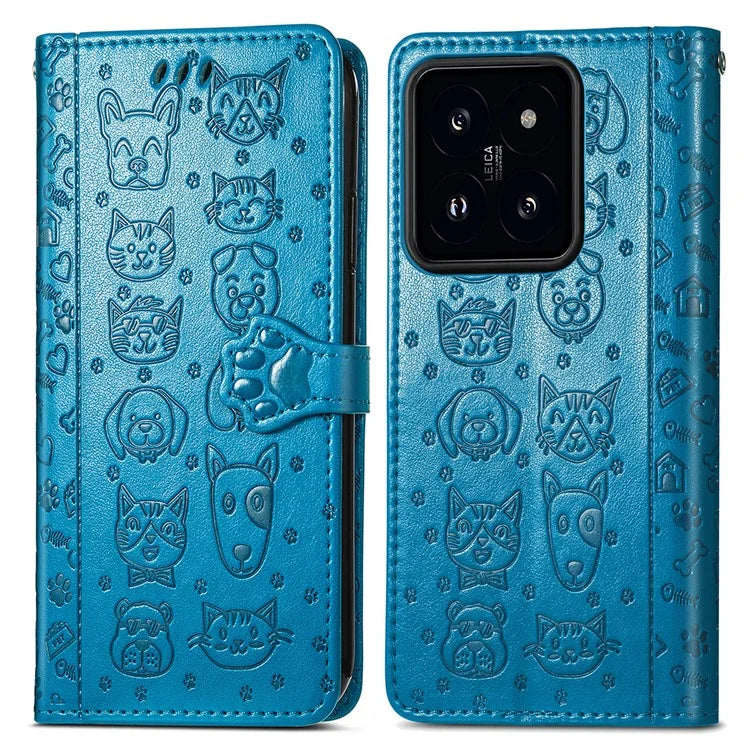 For Xiaomi 14T Pro Case Leather Wallet Flip Phone Cover Cute Cat Dog Pattern