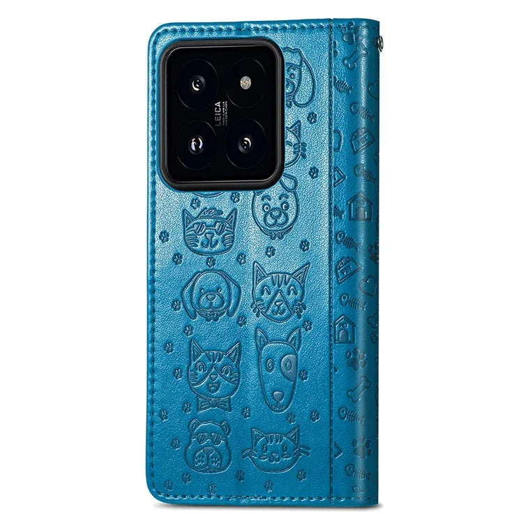 For Xiaomi 14T Pro Case Leather Wallet Flip Phone Cover Cute Cat Dog Pattern