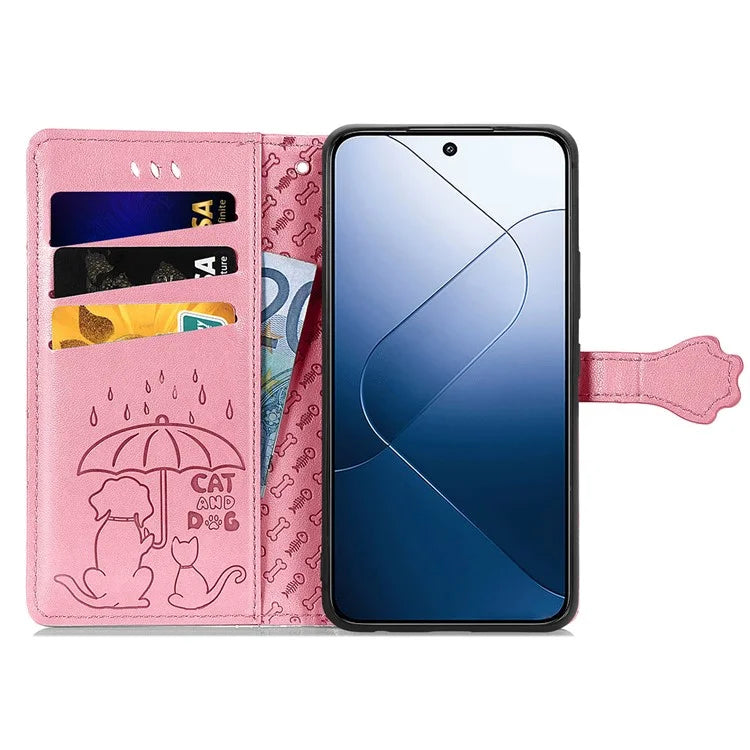 For Xiaomi 14T Pro Case Leather Wallet Flip Phone Cover Cute Cat Dog Pattern