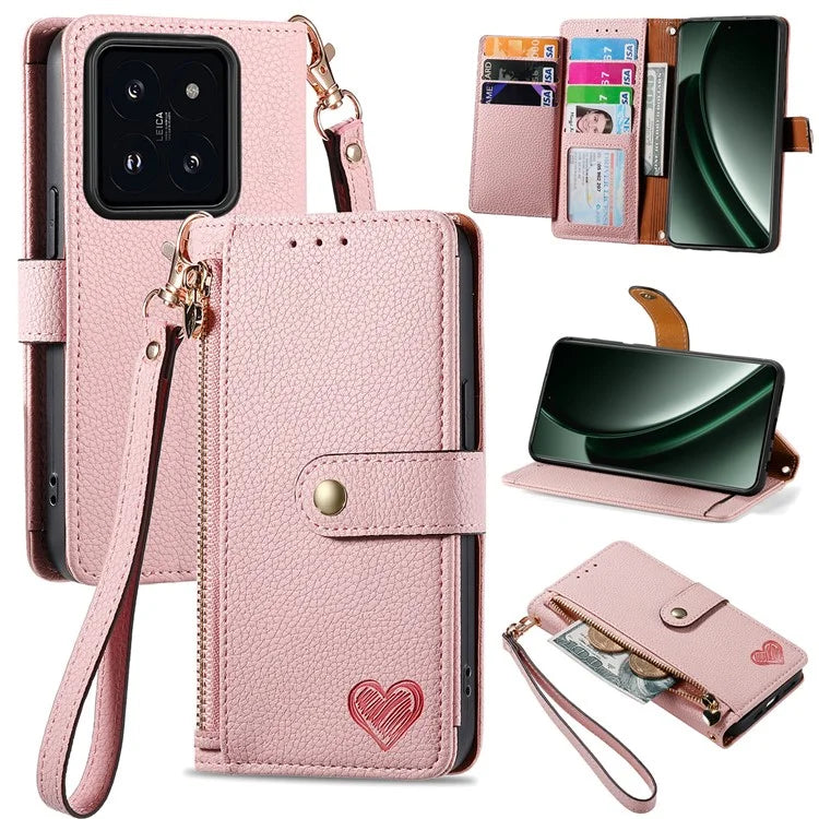 For Xiaomi 14T Pro Case RFID Blocking Zipper Pocket Leather Wallet Phone Cover