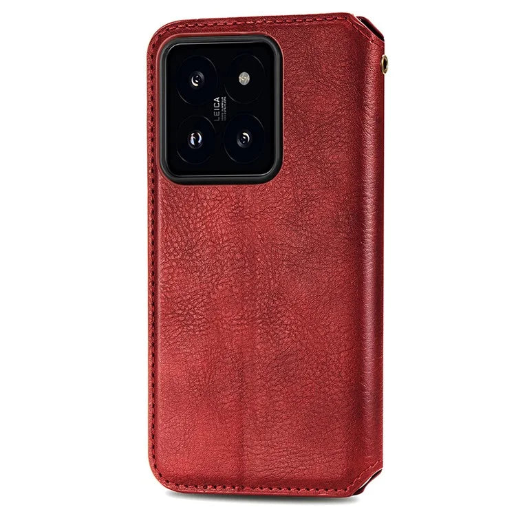 For Xiaomi 14T Case Rhombus Imprint PU Leather Wallet Phone Cover