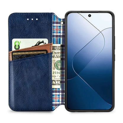 For Xiaomi 14T Case Rhombus Imprint PU Leather Wallet Phone Cover
