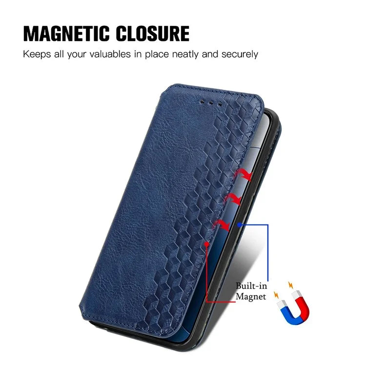 For Xiaomi 14T Case Rhombus Imprint PU Leather Wallet Phone Cover