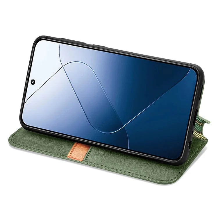 For Xiaomi 14T Case Rhombus Imprint PU Leather Wallet Phone Cover