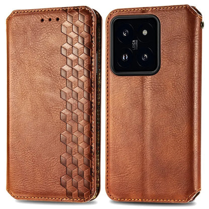 For Xiaomi 14T Case Rhombus Imprint PU Leather Wallet Phone Cover