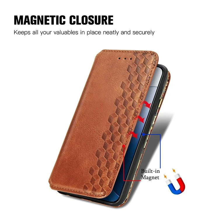 For Xiaomi 14T Case Rhombus Imprint PU Leather Wallet Phone Cover