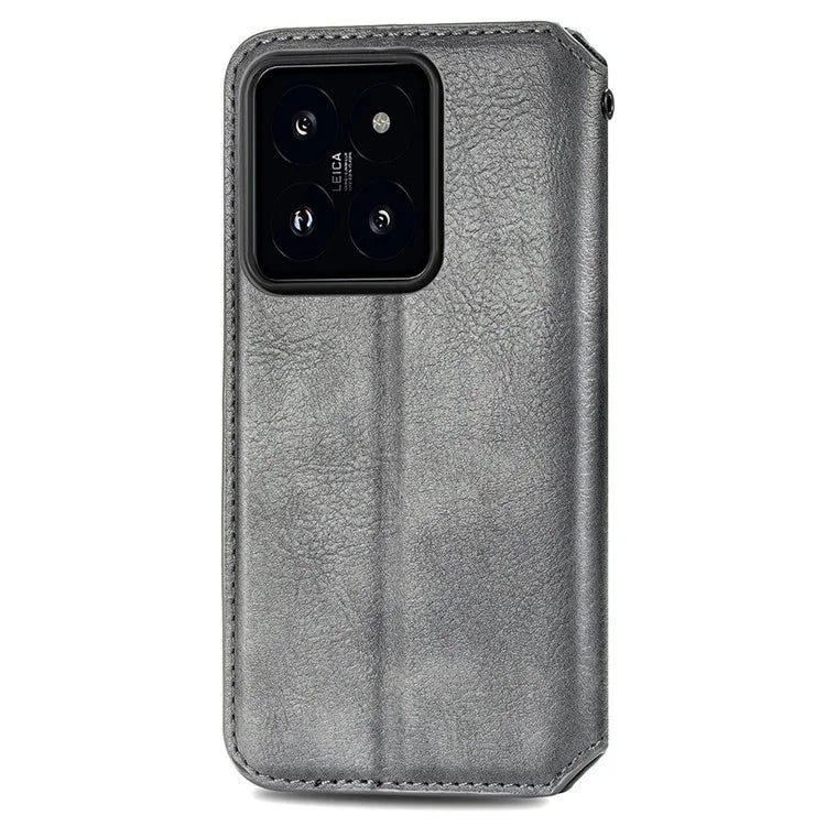 For Xiaomi 14T Case Rhombus Imprint PU Leather Wallet Phone Cover