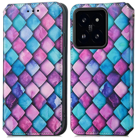 CASENEO 001 Series for Xiaomi 14T Case RFID Blocking Wallet Leather Cover Pattern Print