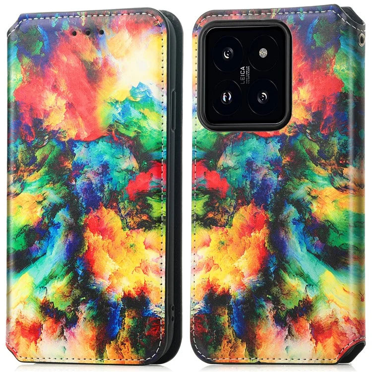 CASENEO 001 Series for Xiaomi 14T Case RFID Blocking Wallet Leather Cover Pattern Print