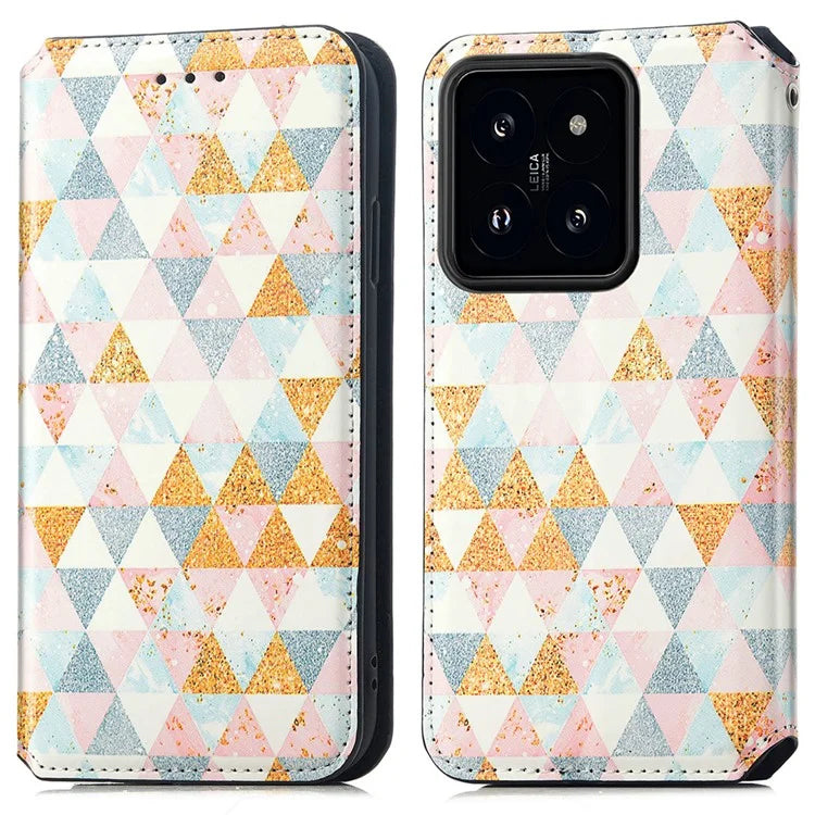 CASENEO 001 Series for Xiaomi 14T Case RFID Blocking Wallet Leather Cover Pattern Print