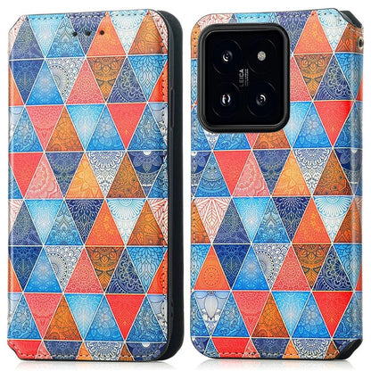 CASENEO 001 Series for Xiaomi 14T Case RFID Blocking Wallet Leather Cover Pattern Print