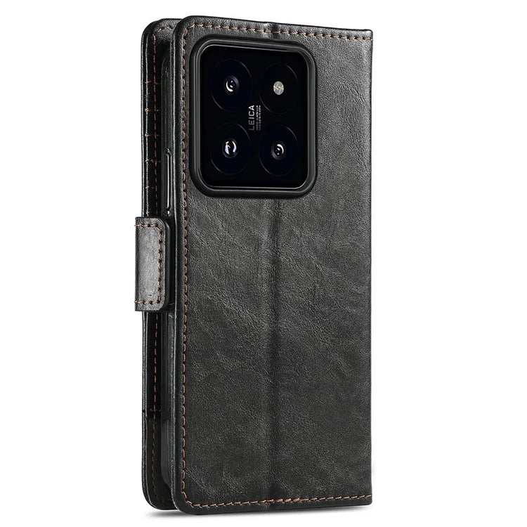CASENEO 002 Series For Xiaomi 14T Case Stand Wallet Splicing PU Leather Cover