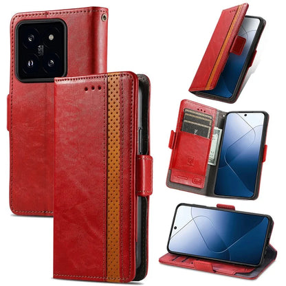 CASENEO 002 Series For Xiaomi 14T Case Stand Wallet Splicing PU Leather Cover