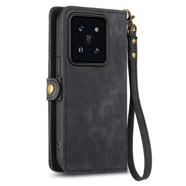 For Xiaomi 14T Case Zipper Wallet Geometry Lines Leather Phone Cover