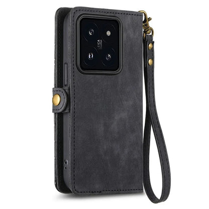For Xiaomi 14T Case Zipper Wallet Geometry Lines Leather Phone Cover