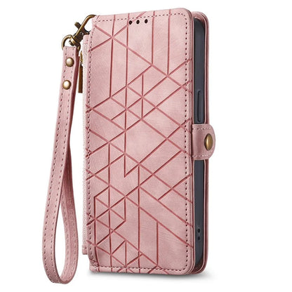 For Xiaomi 14T Case Zipper Wallet Geometry Lines Leather Phone Cover
