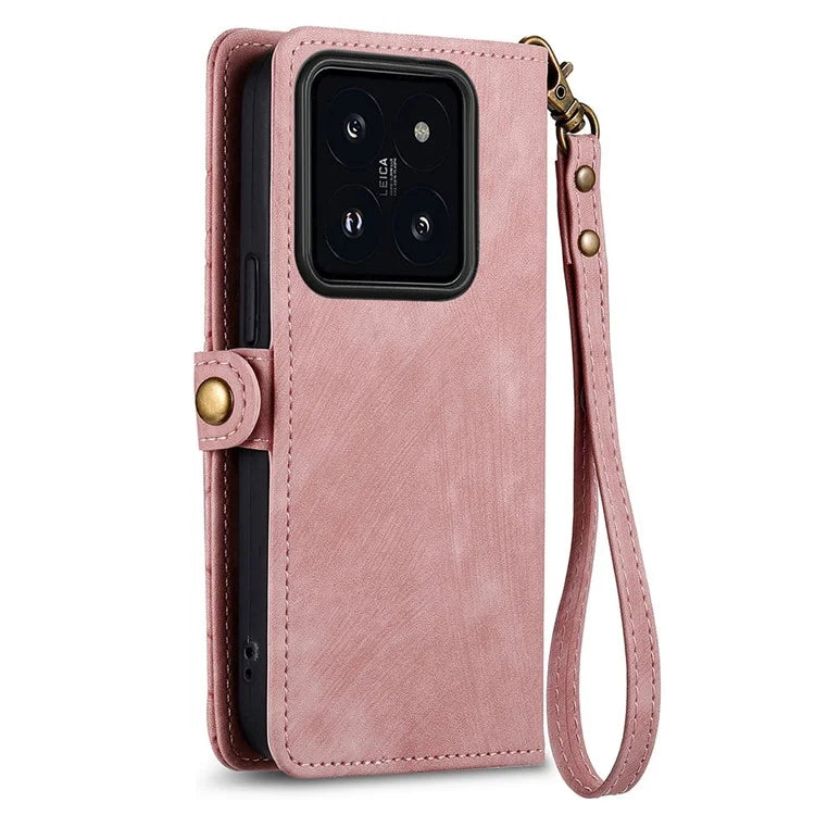 For Xiaomi 14T Case Zipper Wallet Geometry Lines Leather Phone Cover