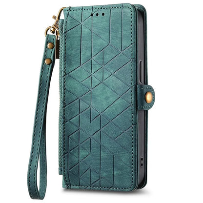 For Xiaomi 14T Case Zipper Wallet Geometry Lines Leather Phone Cover