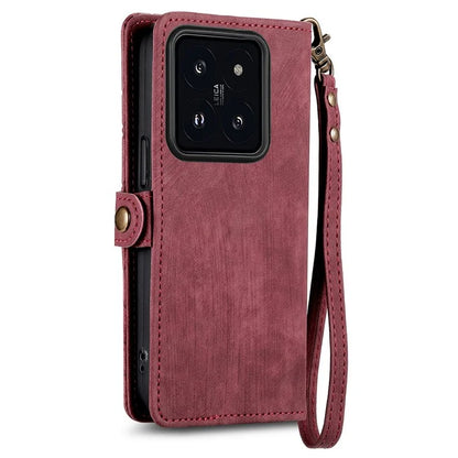 For Xiaomi 14T Case Zipper Wallet Geometry Lines Leather Phone Cover