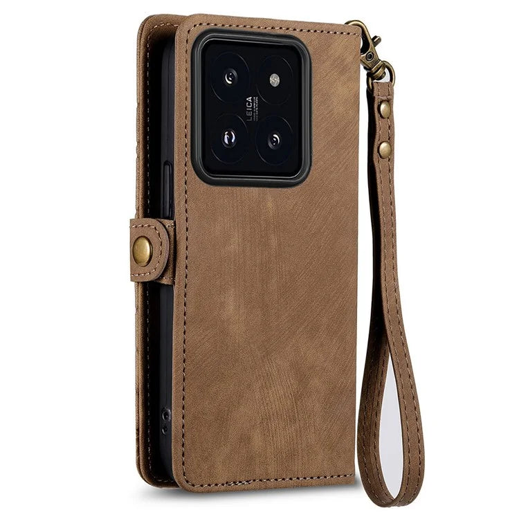 For Xiaomi 14T Case Zipper Wallet Geometry Lines Leather Phone Cover