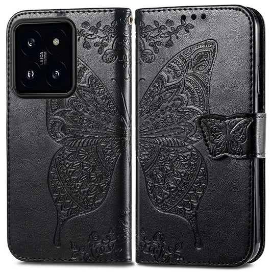 For Xiaomi 14T Case PU Leather Wallet Phone Cover Butterfly Pattern