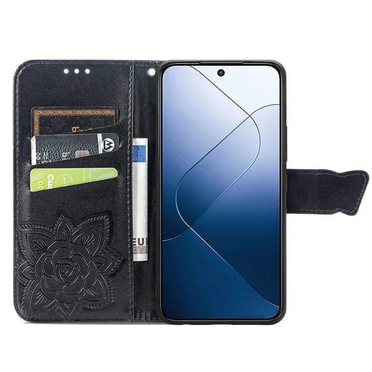 For Xiaomi 14T Case PU Leather Wallet Phone Cover Butterfly Pattern