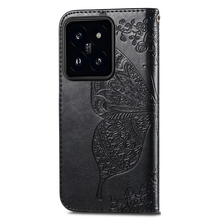 For Xiaomi 14T Case PU Leather Wallet Phone Cover Butterfly Pattern