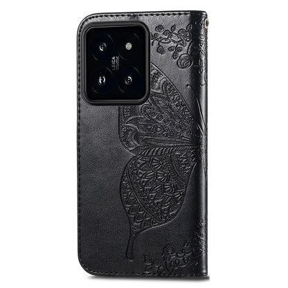 For Xiaomi 14T Case PU Leather Wallet Phone Cover Butterfly Pattern