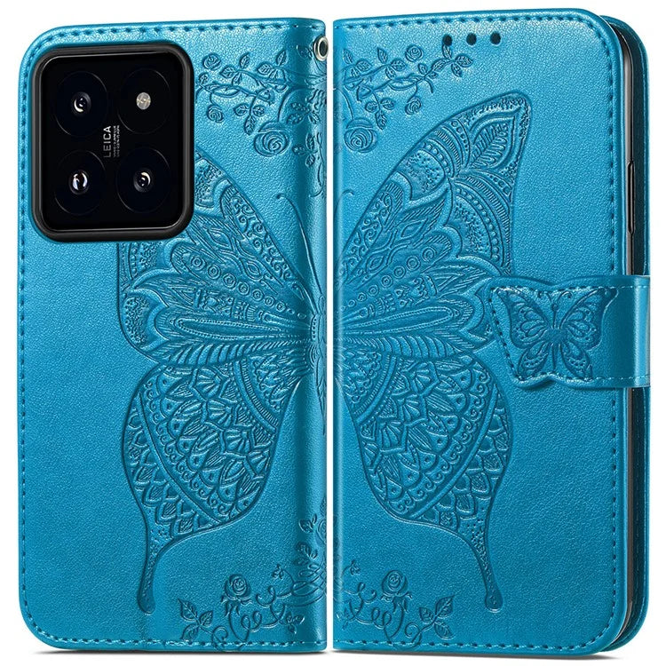 For Xiaomi 14T Case PU Leather Wallet Phone Cover Butterfly Pattern