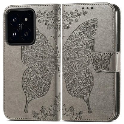 For Xiaomi 14T Case PU Leather Wallet Phone Cover Butterfly Pattern