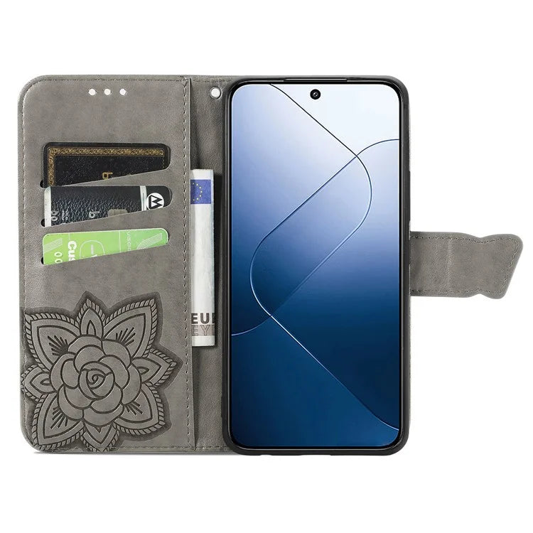 For Xiaomi 14T Case PU Leather Wallet Phone Cover Butterfly Pattern