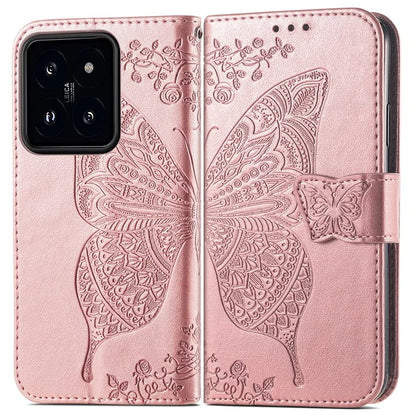 For Xiaomi 14T Case PU Leather Wallet Phone Cover Butterfly Pattern