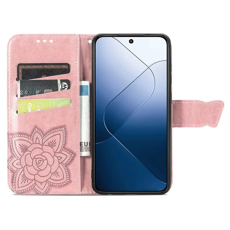 For Xiaomi 14T Case PU Leather Wallet Phone Cover Butterfly Pattern