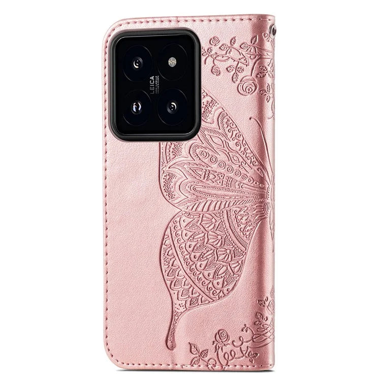 For Xiaomi 14T Case PU Leather Wallet Phone Cover Butterfly Pattern