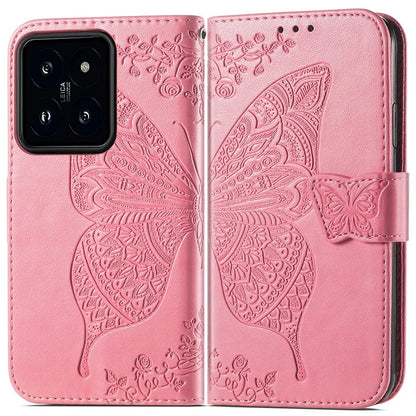 For Xiaomi 14T Case PU Leather Wallet Phone Cover Butterfly Pattern