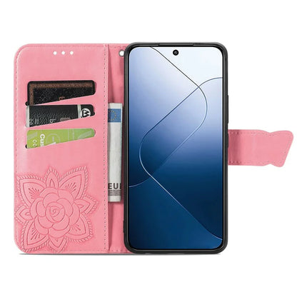 For Xiaomi 14T Case PU Leather Wallet Phone Cover Butterfly Pattern