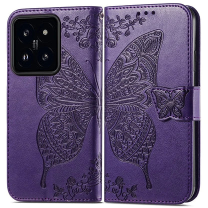 For Xiaomi 14T Case PU Leather Wallet Phone Cover Butterfly Pattern