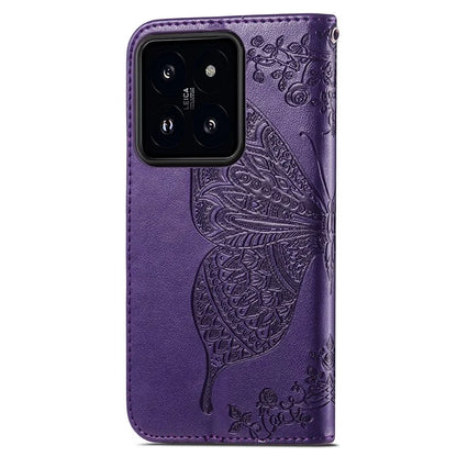 For Xiaomi 14T Case PU Leather Wallet Phone Cover Butterfly Pattern