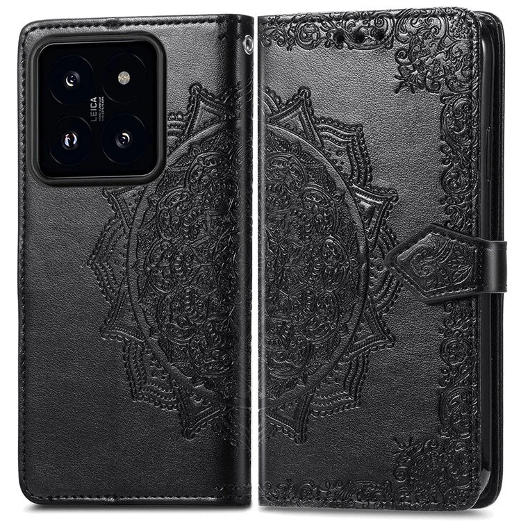 For Xiaomi 14T Case Mandala Embossed Design Leather Wallet Phone Cover