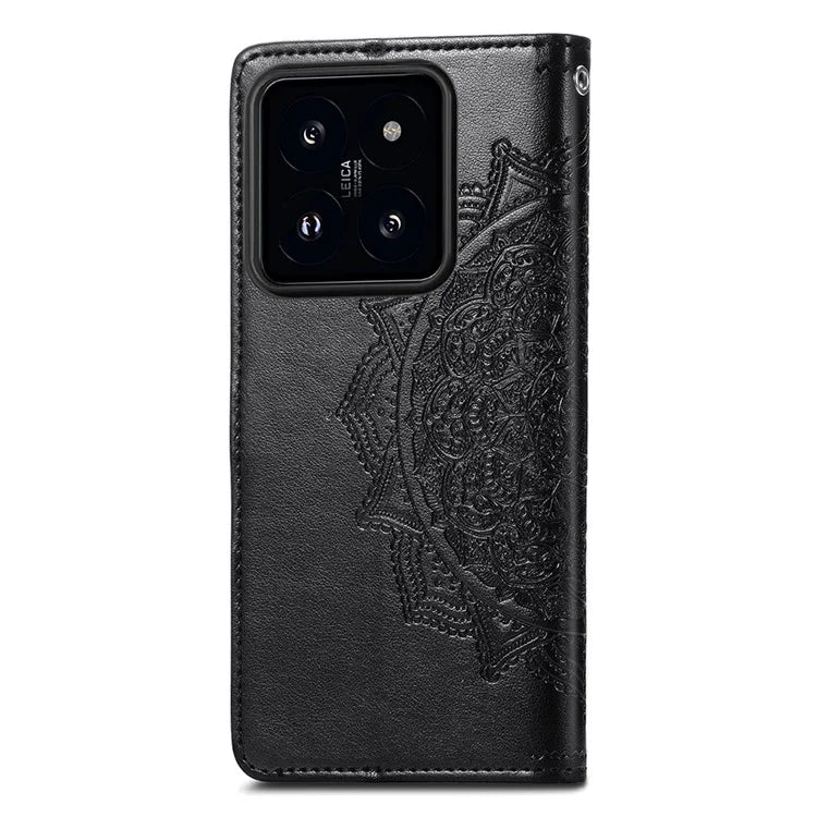 For Xiaomi 14T Case Mandala Embossed Design Leather Wallet Phone Cover