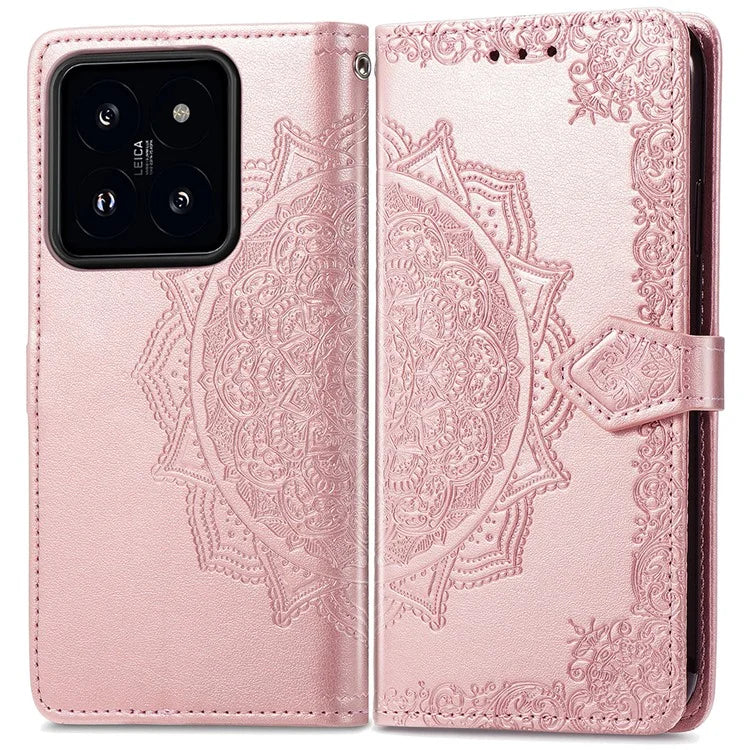 For Xiaomi 14T Case Mandala Embossed Design Leather Wallet Phone Cover